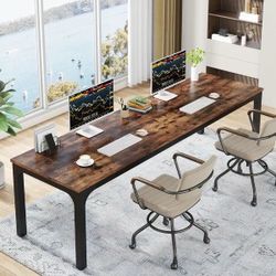 78.7 Inches Extra Long Computer Desk 2 Person Desk - Brown