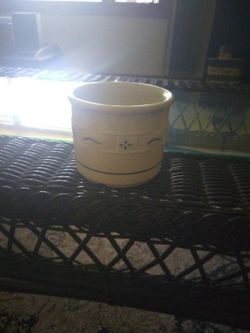  Longaberger Pottery Woven Traditions Blue Crock