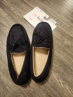 Isotoner Men's Moccasin Slippers Black XXL