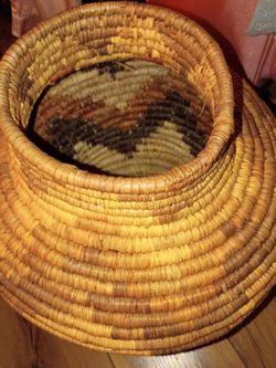 Handwoven Coiled Basket with Interior Pattern