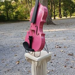 Brand New Maple Wood Violin With A Beautiful Powder Pink Finish, Stand And Pedestal Included 
