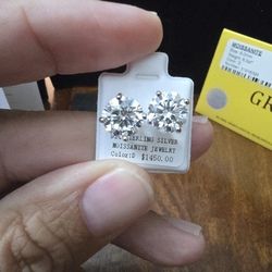 925 Sterling Silver Diamond Earrings.