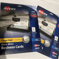 2 Avery® 28878 True Print 2" x 3 1/2" Matte White Clean Edge Two-Sided Business Card - 90/Pack
