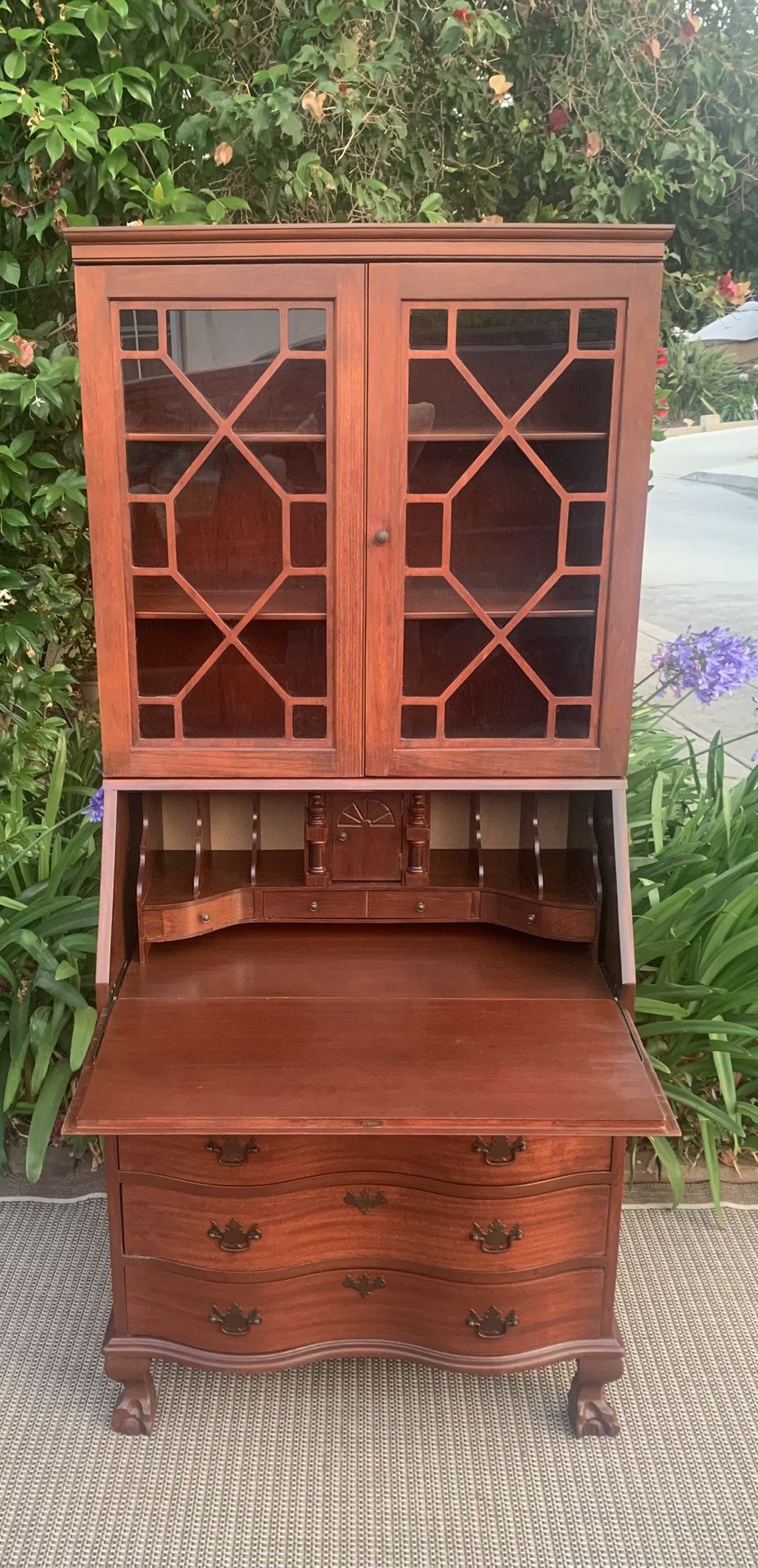 Restored Antique Mahogany Secretary Desk Bookcase Dresser