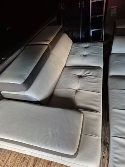 Gray Leather Sectional Sofa