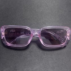 Coach HC 8402U Sunglasses Transparent Flower Pink Rectangular Womens 58335M