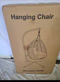 New Hanging Egg Chair with Stand Indoor Outdoor Patio Swing Chair NIB color SAND
