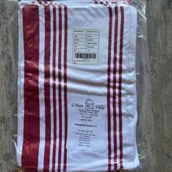 **BRAND NEW** Set of 6 Urban Villa Kitchen Towels, 100% Cotton, 20”x30”, Color Red White