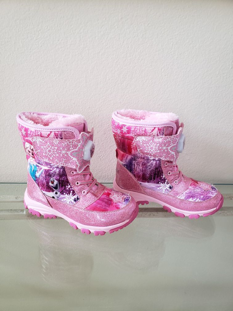 Girls Disney Frozen pink snow boots size 10-12