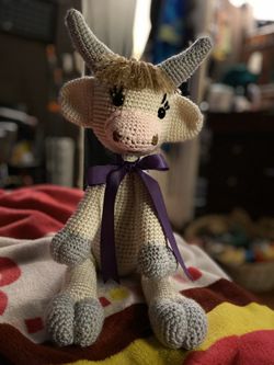 Handmade crochet cow
