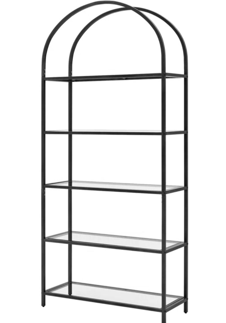 Adrianne Black Etagere Bookcase – 72” Tall – Modern, Like New!