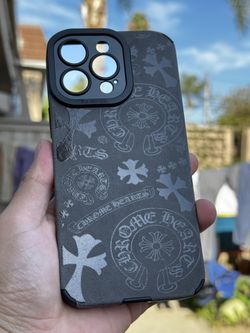 Leather Phone Case | Grey Crosses iPhone 15 Pro Max 