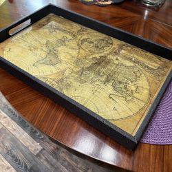 Vintage Style Old World Map Tray