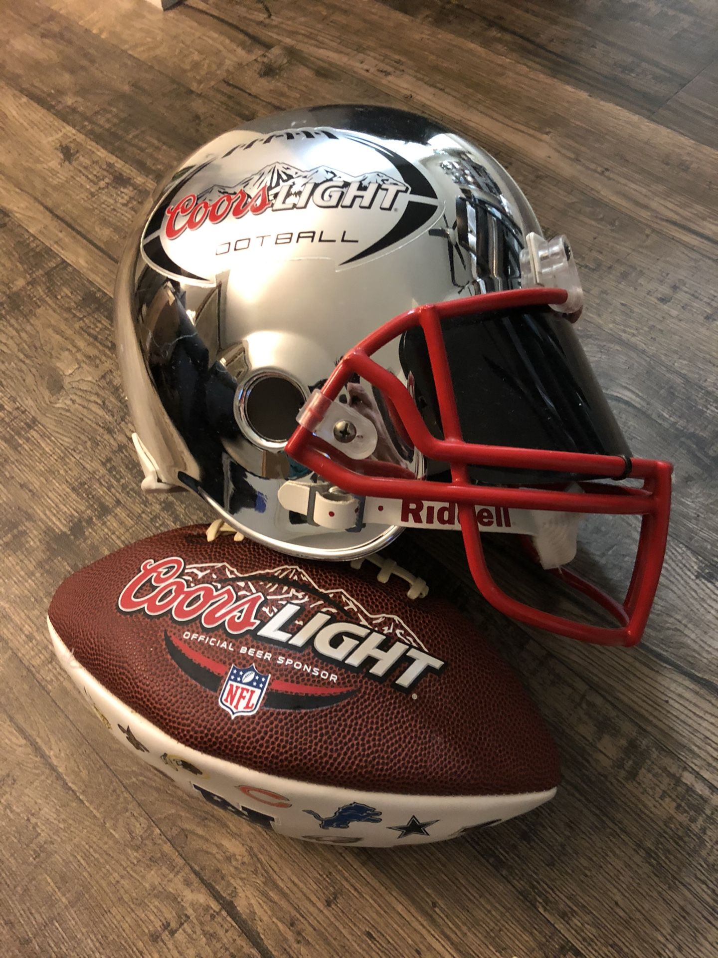 Coors Light beer football and helmet