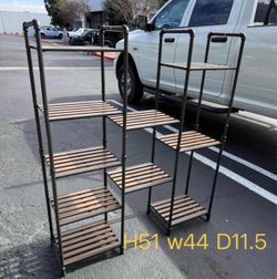 Bathroom Shelves, 5-Tier Storage Rack, Plant Flower Stand, for Living Room, Balcony, Kitchen, Rustic Brown and Black UBSC25BXV2  New in box