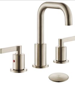 Bathroom Faucet for 3 Hole, Brushed Nickel Faucets with Pop-up Drain
8 Inch Widespread Bathroom Sink Faucet, Modern Metal 2-Handle Lavatory Vanity Fau