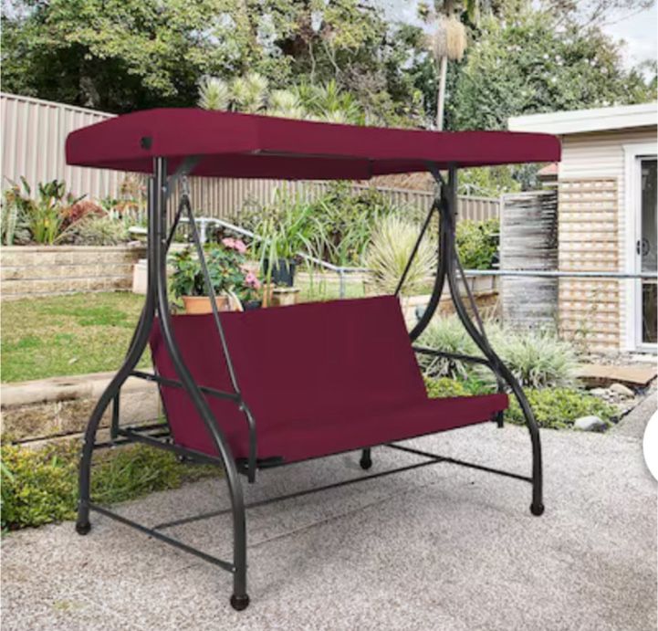 3 Person Convertible Patio Swing New