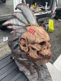 Skull Warrior Halloween Latex Costume Mask