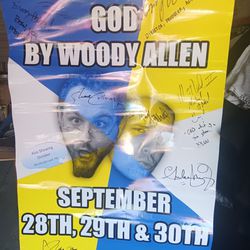 Signed Poster. GOD By Woody Allen.