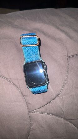 Apple Watch with Blue Nylon Band