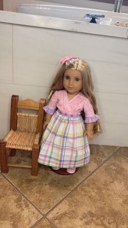 18 Inch Doll Spring Dress | Pink Floral Bodice & Pastel Plaid Skirt