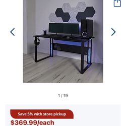 RS Gaming™ Mergence 60"W RGB Gaming Computer Desk With 10 Acoustic Panels, Black With Brand New Gaming Desk