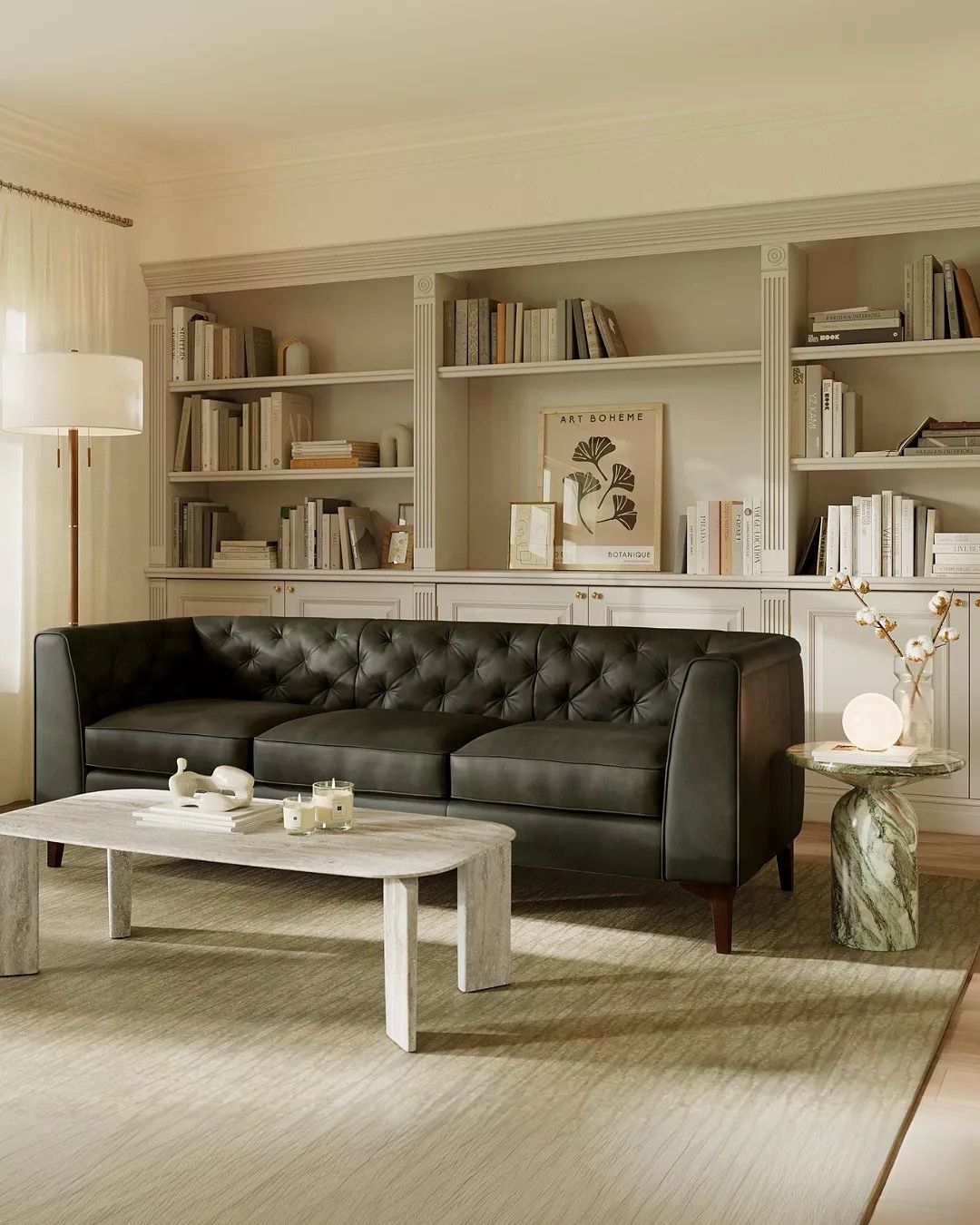 Black Essex Leather Sofa