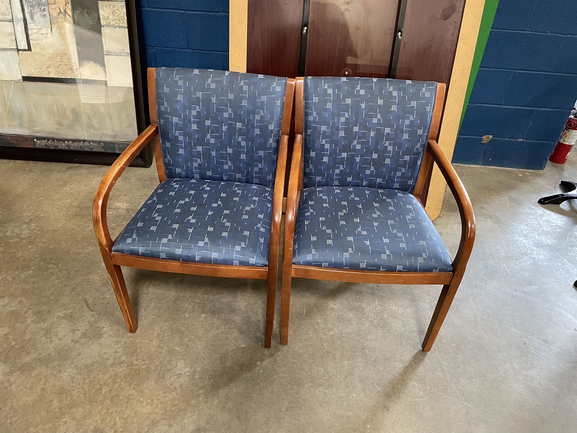 2 Blue & Cherry Office Guest Chairs! Only $30 Ea!