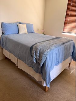 Full size bed with mattress and new memory foam mattress topper