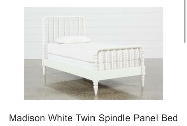 Living Spaces White Twin Spindle Bed and Nightstand