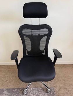 Ergonomic Mesh Office Chair with Adjustable Headrest & Armrests, Black