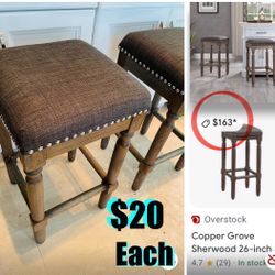 $20 each Beautiful High end Wooden Stools in great condition 25” counter height  size