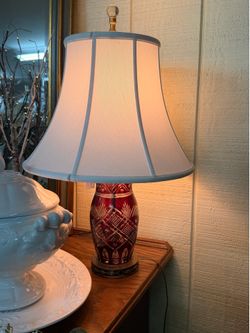 Ruby Red Cut Crystal Table Lamp