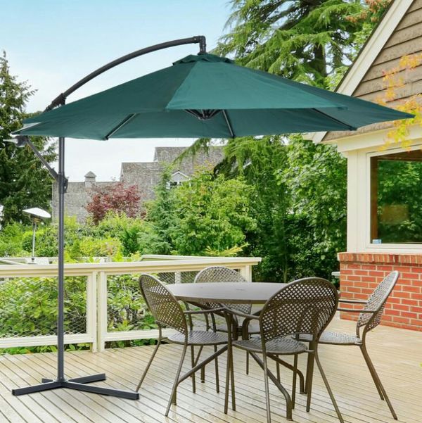 green 10' ft uv protection hanging umbrella patio sun