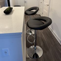 Black Leather Adjustable Bar Stools