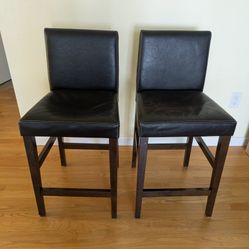 Set of DANIA Dark Brown Leather Barstools 