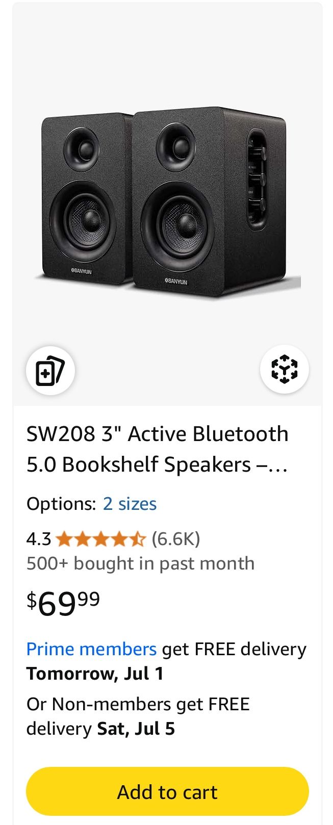 SW208 3" Active Bluetooth 5.0 Speakers 60W Dynamic 3D Surround Sound. TV/PC/Optical/AUX/RCA