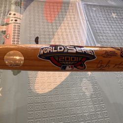 2001 world series diamondbacks autographed baseball bat 18”