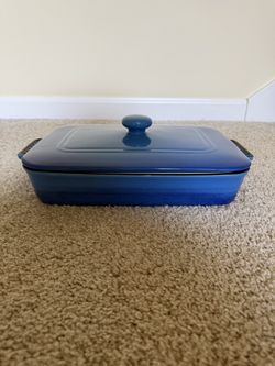 Parini Blue Rectangle Baker with Lid