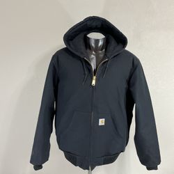 Carhartt Firm Duck Insulated Jacket MEDIUM Black Loose Flannel Lined OJ0140-M