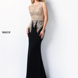 PROM DRESS BLACK AND GOLD - BRAND NEW