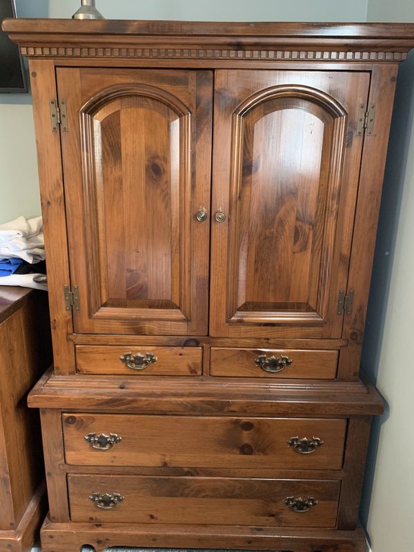 Bennington Pine 76 Vintage armoire, dresser And two nightstands for