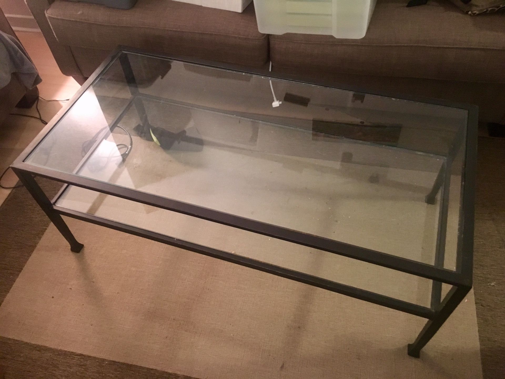 Metal and Glass top coffee table - 48” x 24” x 18.5”