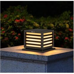 Outdoor Solar Post Cap Light, Modern 3000K Luxury LED Landscape Lighting with IP54 Waterproof for Fence Deck Garden Patio