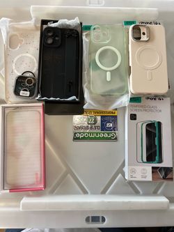 I have 4 brand-new iPhone 16 Plus cases and 2 screen protectors available.