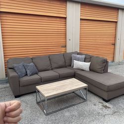 Brown Sectional Couch Sofa With Chaise