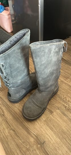 UGG Tall Gray Suede Lace-Up Boots