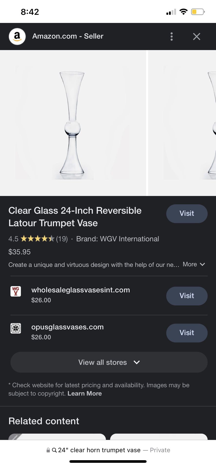 Clear 24” Trumpet Vase - Center Piece 