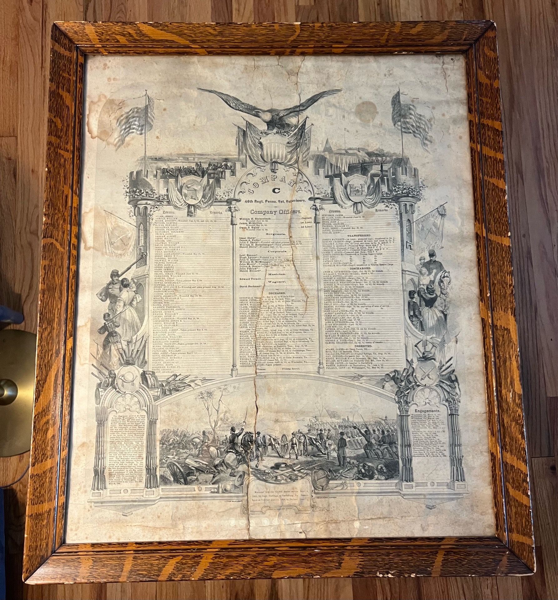 ANTIQUE CIVIL WAR SOLDIERS MEMORIAL LITHOGRAGH