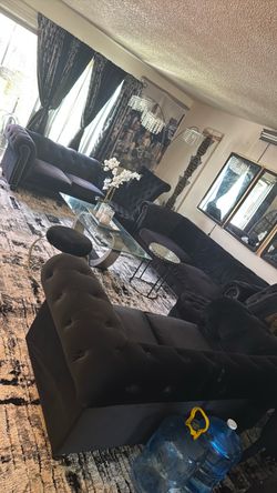 3 Piece Black Sofa Set